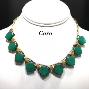 Vintage 1950s Coro Green Lucite Moonglow Choker Necklace